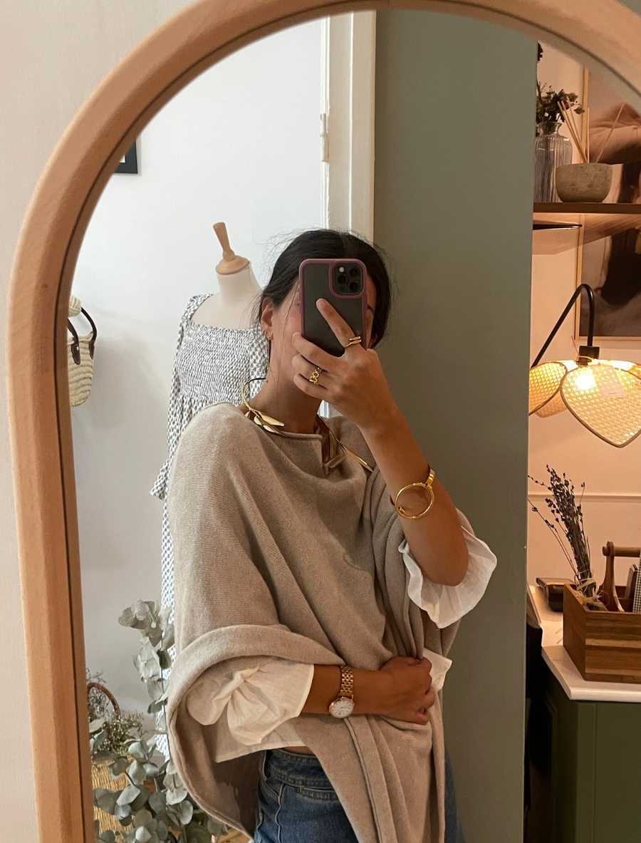 Poncho Laine beige
